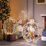 3 Pack Christmas LED Light Balls with Cable Ties and 6 Stakes-Golden