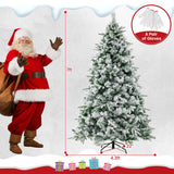 Flocked Christmas Tree with 250 Warm White LED Lights and 752 Mixed Branch Tips-7 ft