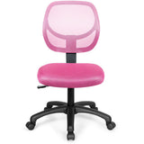 Low-back Computer Task Chair with Adjustable Height and Swivel Casters-Pink