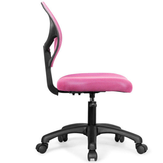 Low-back Computer Task Chair with Adjustable Height and Swivel Casters-Pink