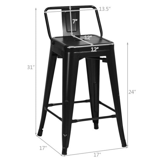 24" Set of 4 Cafe Side Chairs with Rubber Feet and Removable Back-Black