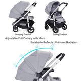 Aluminum Lightweight Foldable Baby Stroller-Gray