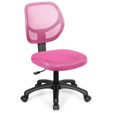 Low-back Computer Task Chair with Adjustable Height and Swivel Casters-Pink