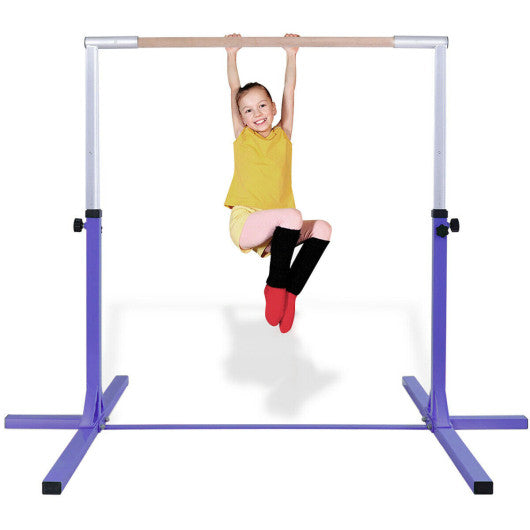 Adjustable Gymnastics Horizontal Bar for Kids-Purple