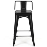 24" Set of 4 Cafe Side Chairs with Rubber Feet and Removable Back-Black