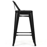 24" Set of 4 Cafe Side Chairs with Rubber Feet and Removable Back-Black