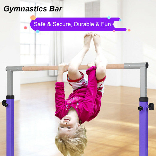 Adjustable Gymnastics Horizontal Bar for Kids-Purple