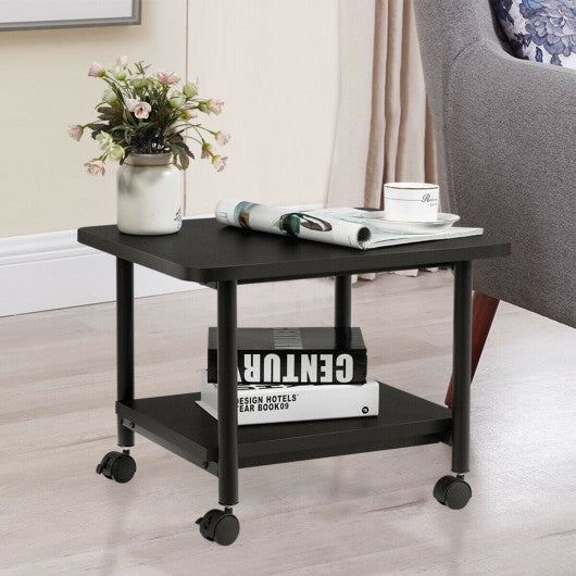 Under Desk Printer Stand with 360° Swivel Casters-Black