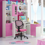 Low-back Computer Task Chair with Adjustable Height and Swivel Casters-Pink