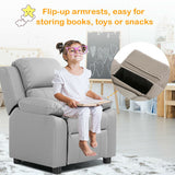 Kids Deluxe Headrest  Recliner Sofa Chair with Storage Arms-Gray