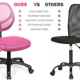 Low-back Computer Task Chair with Adjustable Height and Swivel Casters-Pink