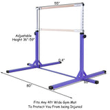 Adjustable Gymnastics Horizontal Bar for Kids-Purple