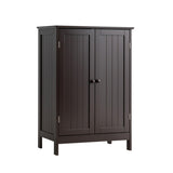 Bathroom Floor Storage Double Door Cupboard Cabinet-Brown