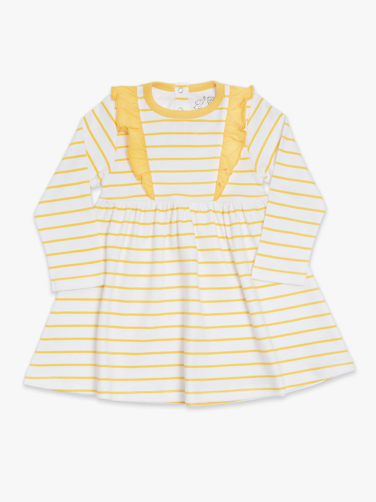 Organic Cotton Ruffled Dress - Orange Stripes by Little Moy