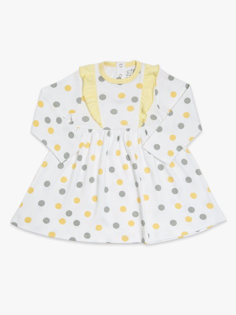 Organic Cotton Ruffled Dress - Yellow Polka by Little Moy