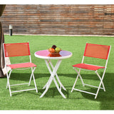 3 Pieces Patio Folding Bistro Set for Balcony or Outdoor Space-Red