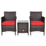 3 Pcs Outdoor Rattan Wicker Furniture Set-Red