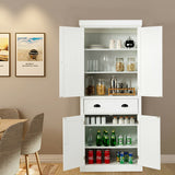 Cupboard Freestanding Kitchen Cabinet w/ Adjustable Shelves-White