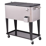 80 Quart Patio Rolling Stainless Steel Ice Beverage Cooler