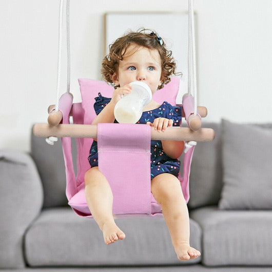 Indoor Outdoor Baby Canvas Hanging Swing-Pink