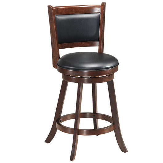 2 Pieces 24 Inch Swivel Counter Stool Dining Chair Upholstered Seat-Brown
