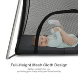 Lightweight Foldable Baby Playpen w/ Carry Bag-Dark Gray