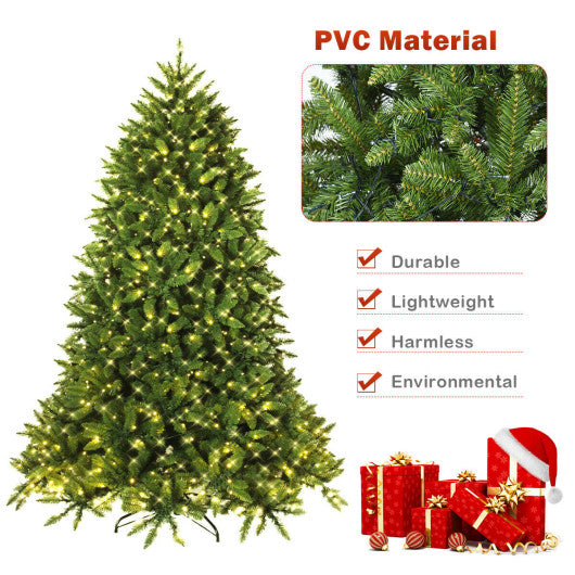 7.5 Feet Artificial Fir Christmas Tree with LED Lights and 1968 Branch Tips