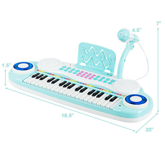 Multifunctional 37 Electric Keyboard Piano with Microphone-Blue