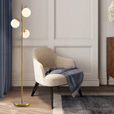 3-Globe Floor Lamp with Foot Switch and Bulb Bases-Golden