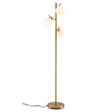 3-Globe Floor Lamp with Foot Switch and Bulb Bases-Golden