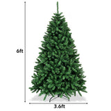 6 Feet Hinged Artificial Christmas Tree with Solid Metal Stand