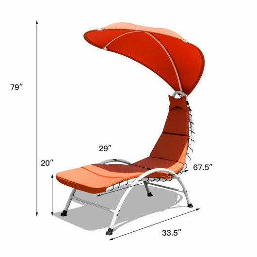 Patio Hanging Swing Hammock Chaise Lounger Chair with Canopy-Orange