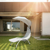 Patio Hanging Swing Hammock Chaise Lounger Chair with Canopy-Beige