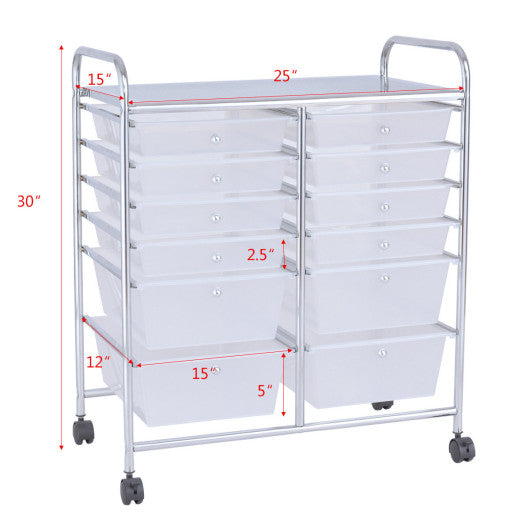 12 Storage Drawer Organizer Bins Rolling Cart