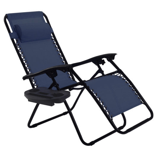 Outdoor Folding Zero Gravity Reclining Lounge Chair-Blue