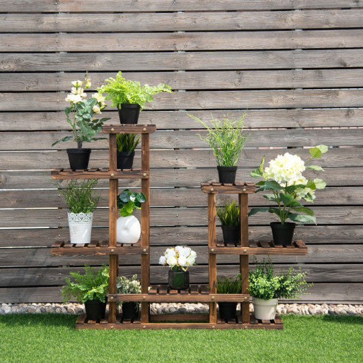 6 Tier Wooden Shelf Storage Plant Rack Stand