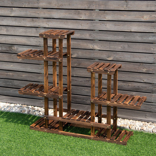 6 Tier Wooden Shelf Storage Plant Rack Stand