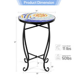 Outdoor Indoor Steel Accent Plant Stand Cobalt Table-Navy