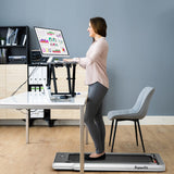 2-in-1 Electric Motorized Health and Fitness Folding Treadmill with Dual Display and Speaker-White