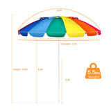 8FT Portable Beach Umbrella with Sand Anchor and Tilt Mechanism for Garden and Patio-Multicolor