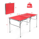 60 Inch Portable Tennis Ping Pong Folding Table with Accessories-Red