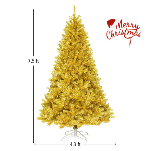 6/7.5 Feet Artificial Tinsel Christmas Tree Hinged with Foldable Stand-7.5 ft