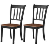 2 Pieces Solid Whitesburg Spindle Back Wood Dining Chairs-Black