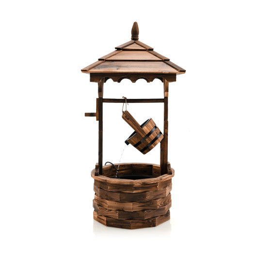 Patio Wooden Water Fountain with Electric Pump-Brown