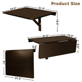 31.5 x 23.5 Inch Wall Mounted Folding Table for Small Spaces-Brown