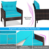 5 Pcs Patio Rattan Furniture Set Sofa