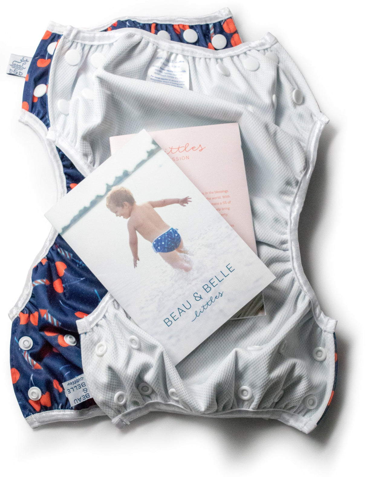 L/E Lauren Holiday Summer Cherry Bomb Print Nageuret Swim Diaper - 100% Proceeds to CF Foundation by Beau & Belle Littles