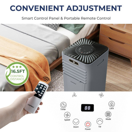 10000 BTU 4-in-1 Portable Air Conditioner with Dehumidifier and Fan Mode-Gray