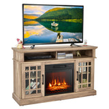 48 Inch Electric Fireplace TV Stand with Cabinets for TVs Up to 55 Inch-Natural