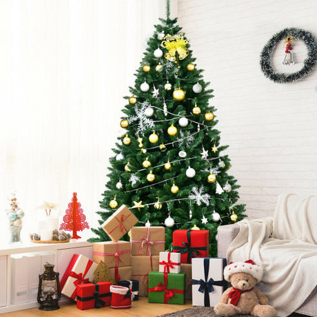 7.5 Feet Hinged Artificial Christmas Tree with Solid Metal Stand
